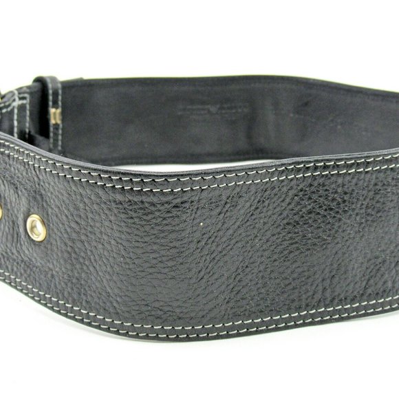EMPORIO ARMANI Belt Waist Mark Ladies Black Gold Leather